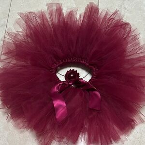 Burgundy Tutu Skirt w/headband Sz 12-18 mo: 1st Birthday Cake Smash Photo Prop